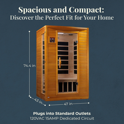 Andora 2-Person Low EMF FAR Infrared Sauna, Canadian Hemlock
