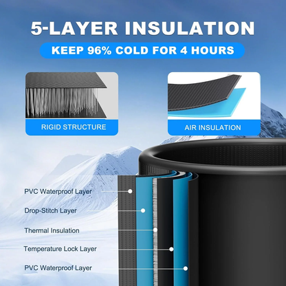 XL Ice Bath Tub for Cold Plunge, 120 Gal Ice Plunge Tub with Insulated Lid, Step Stool, Portable Inflatable Ice Pod Plunge Barrel, Easy Chiller Connection, Cold Therapy Indoor Outdoor