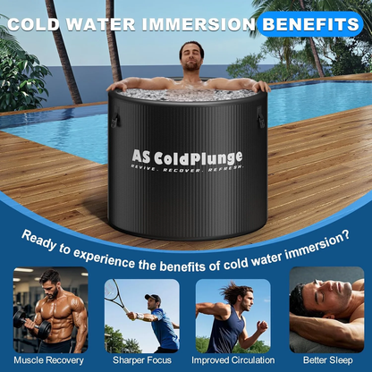 XL Ice Bath Tub for Cold Plunge, 120 Gal Ice Plunge Tub with Insulated Lid, Step Stool, Portable Inflatable Ice Pod Plunge Barrel, Easy Chiller Connection, Cold Therapy Indoor Outdoor